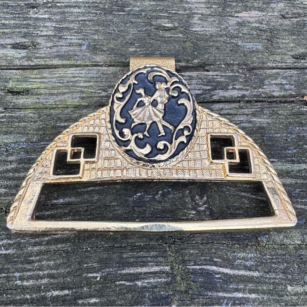 Vintage Belt Buckle Square Dancing Couple Dancers Western Cowboy Towel Bar